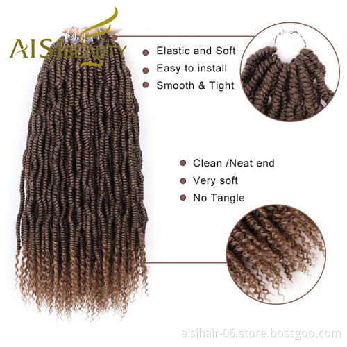 Aisi Beauty Goddess Faux Locs Brown Hair Extensions Pre Twisted Crochet Braids Passion Hairpieces Synthetic Braiding Hair